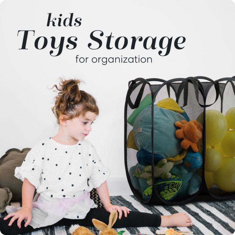 Cesto de ropa doble plegable Handy Laundry 2 compartimentos de malla negro