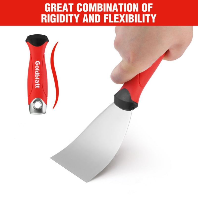 Goldblatt Espátula de 3" de Acero Inoxidable para Raspar Pintura con Extremo de Martillo Mango Ergonómico Ideal para Reparar y Acabar Tablaroca