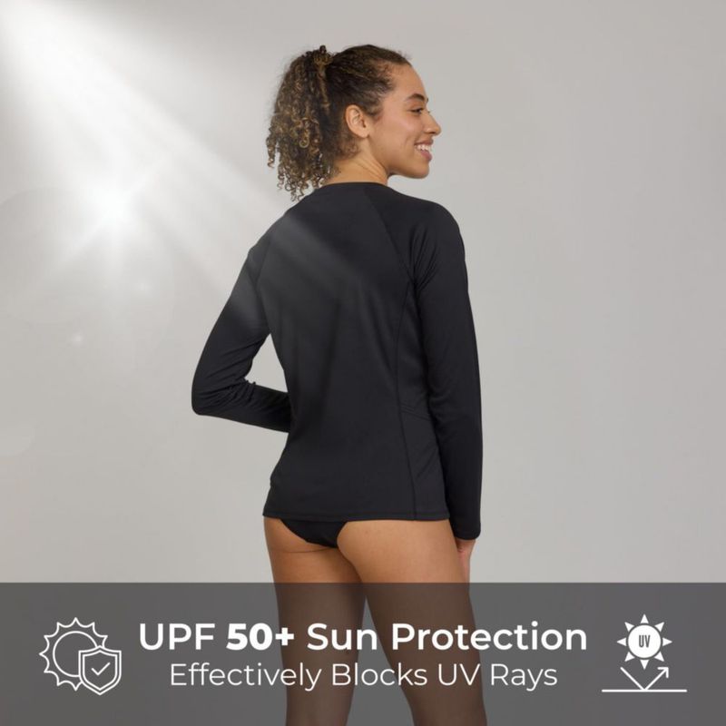 Camiseta Rash Guard Reebok Mujer Manga Larga con Bolsillo SPF