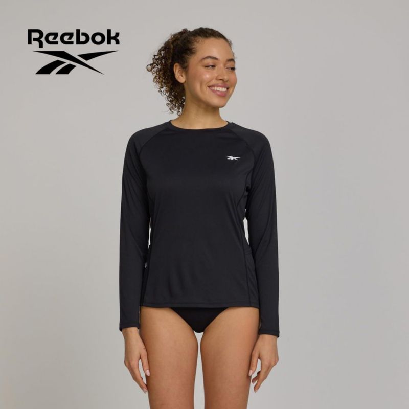 Camiseta Rash Guard Reebok Mujer Manga Larga con Bolsillo SPF