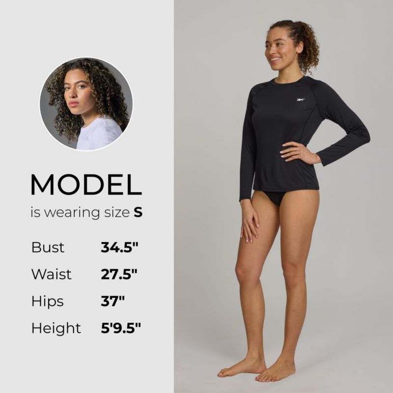 Camiseta Rash Guard Reebok Mujer Manga Larga con Bolsillo SPF