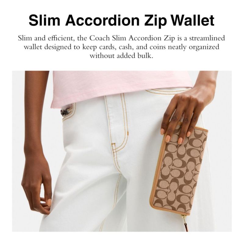 Billetera Coach Slim Accordion con Cremallera 19 cm × 9 cm × 2 cm