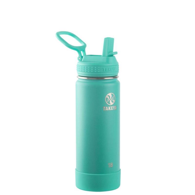Botella de Agua Takeya 510 ml Verde Azulado Aislada con Sorbete