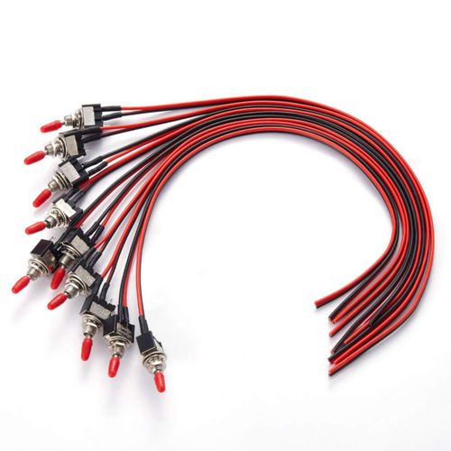 Interruptor de palanca donjon SPST 1V‑250V pre-cableado 10 uds