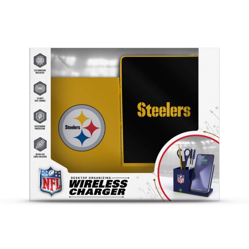 Cargador inalámbrico SOAR Steelers NFL con organizador de escritorio