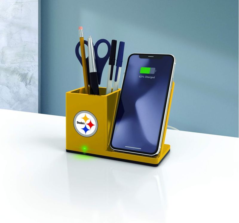 Cargador inalámbrico SOAR Steelers NFL con organizador de escritorio