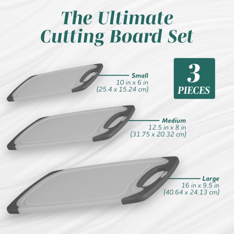 Juego de 3 tablas de cortar HOMWE gris libre de BPA