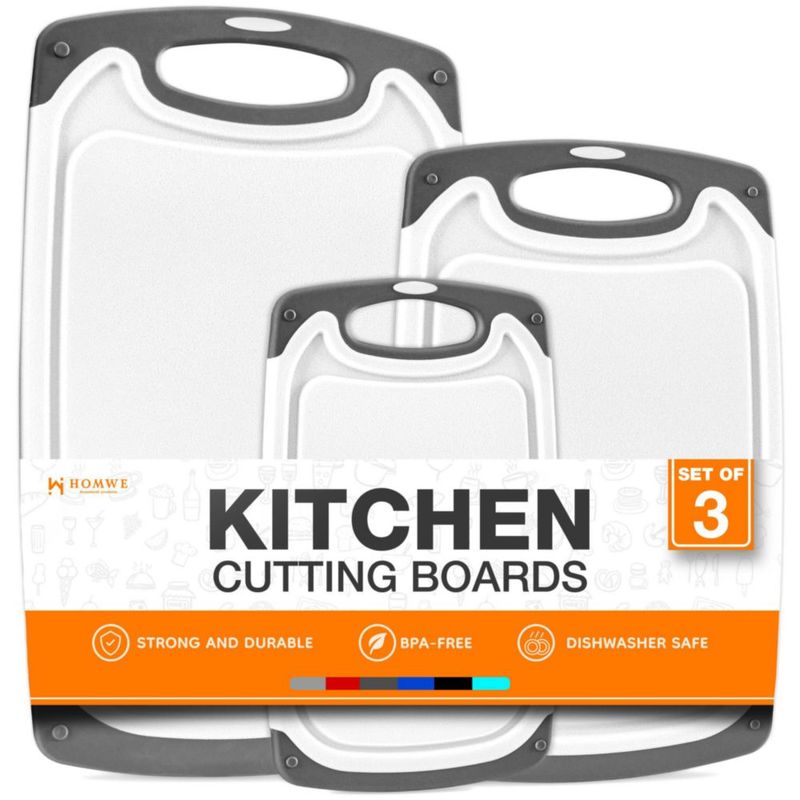 Juego de 3 tablas de cortar HOMWE gris libre de BPA