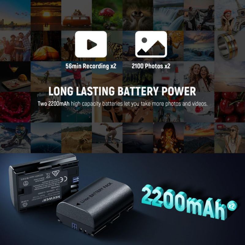 Batería y Cargador NEEWER LP-E6P/E6NH/E6N 2200 mAh