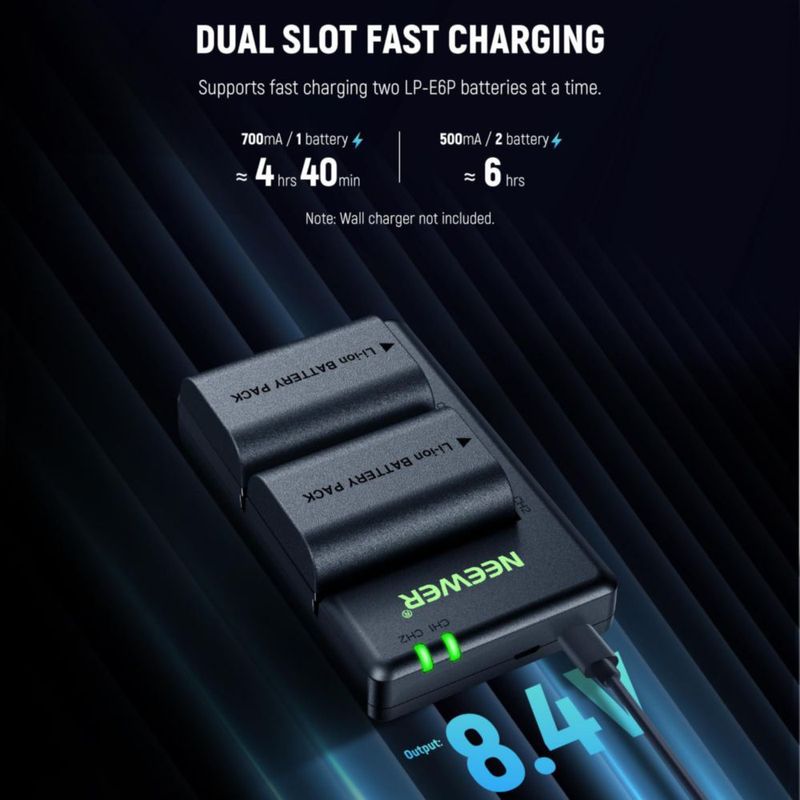 Batería y Cargador NEEWER LP-E6P/E6NH/E6N 2200 mAh