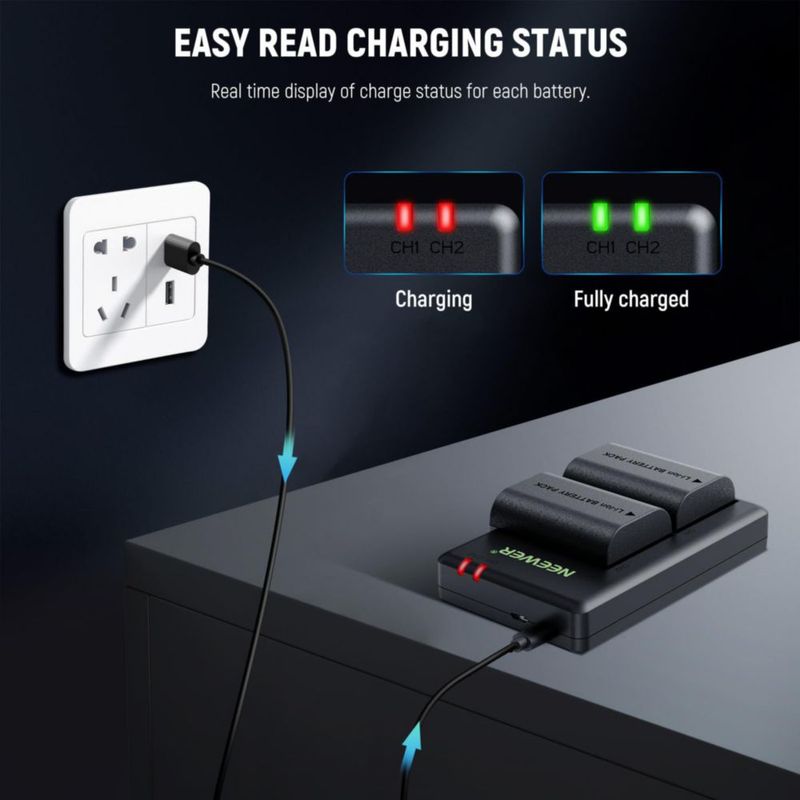 Batería y Cargador NEEWER LP-E6P/E6NH/E6N 2200 mAh