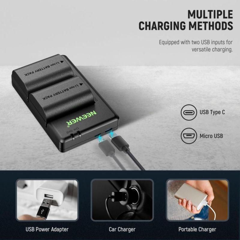 Batería y Cargador NEEWER LP-E6P/E6NH/E6N 2200 mAh