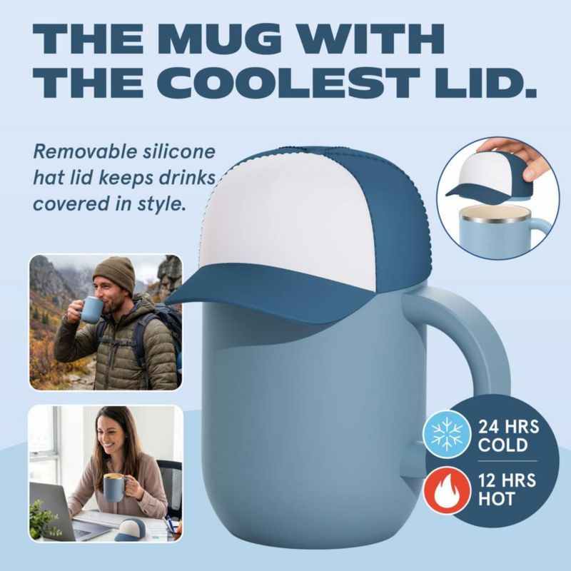 Taza para beber asobu 355 ml azul con recubrimiento cerámico