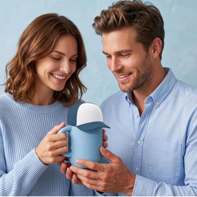 Taza para beber asobu 355 ml azul con recubrimiento cerámico