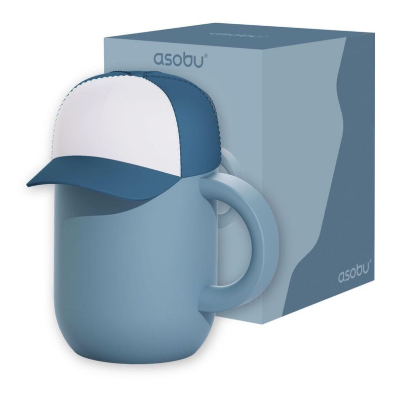 Taza para beber asobu 355 ml azul con recubrimiento cerámico