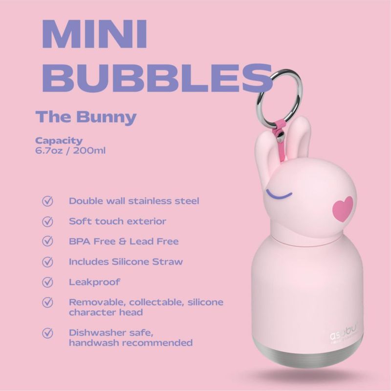 Botella de agua asobu Mini Bestie 200 ml a prueba de fugas de acero inoxidable