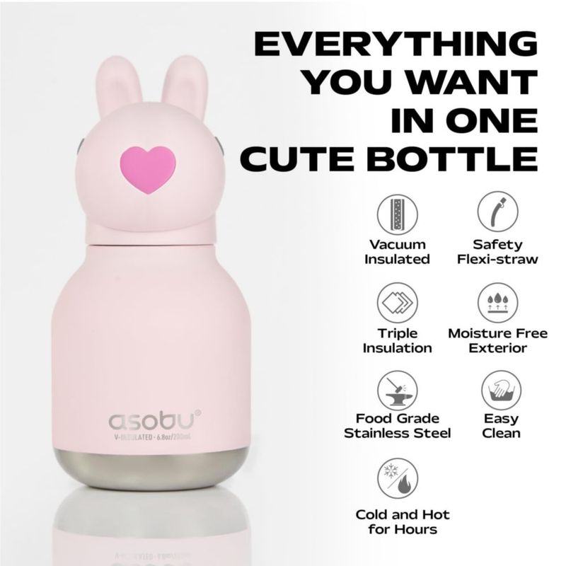 Botella de agua asobu Mini Bestie 200 ml a prueba de fugas de acero inoxidable