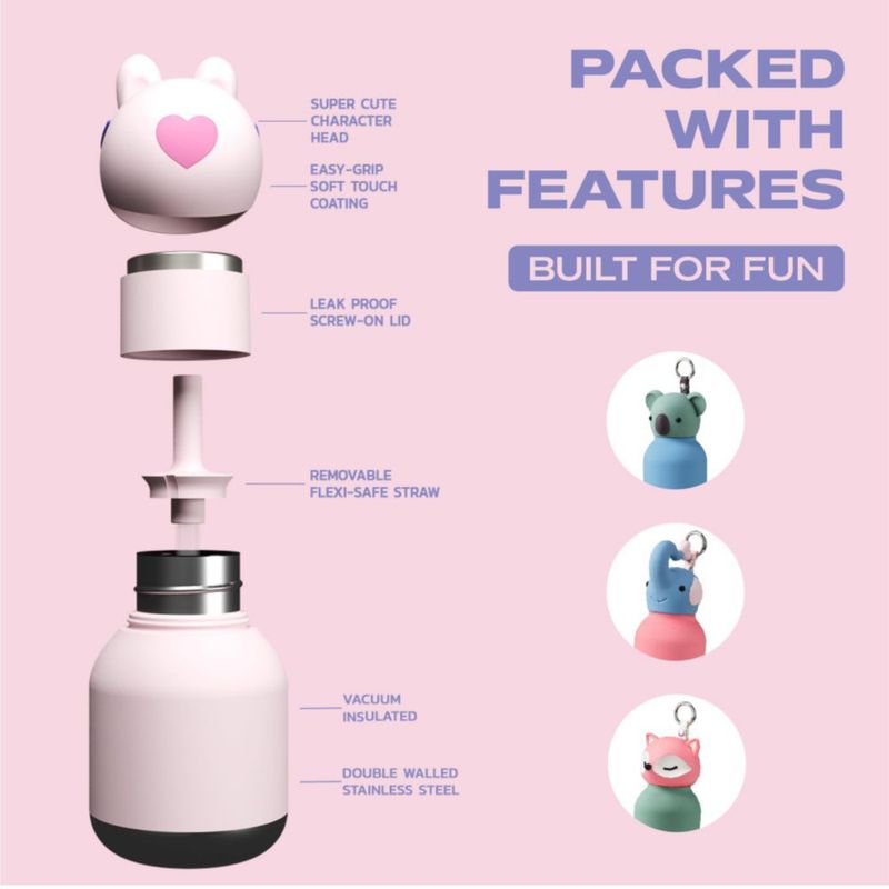 Botella de agua asobu Mini Bestie 200 ml a prueba de fugas de acero inoxidable