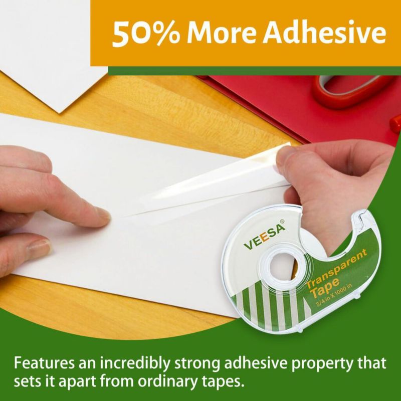 Cinta adhesiva transparente VEESA con dispensador 3/4 x 1000'' 12 rollos clara