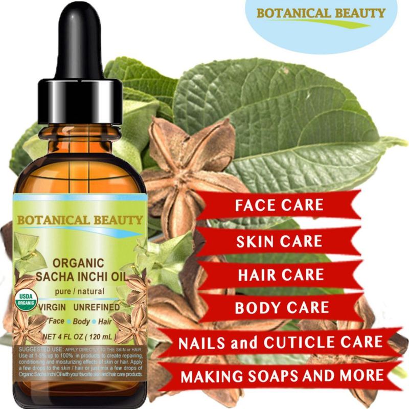 Aceite orgánico de Sacha Inchi Botanical Beauty 100 % natural puro sin diluir virgen sin refinar prensado en frío portador certificado orgánico para