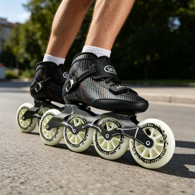 Patines en línea de velocidad CYLQ para adultos unisex color negro