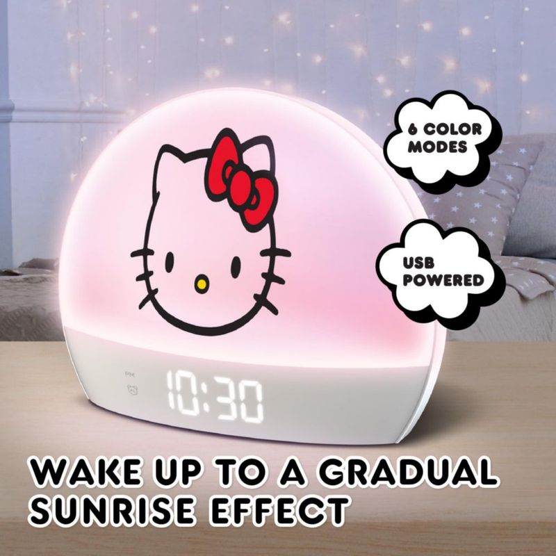 Reloj despertador Hello Kitty LED multicolor con carga USB
