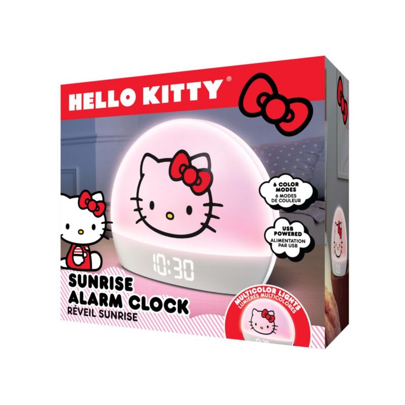 Reloj despertador Hello Kitty LED multicolor con carga USB