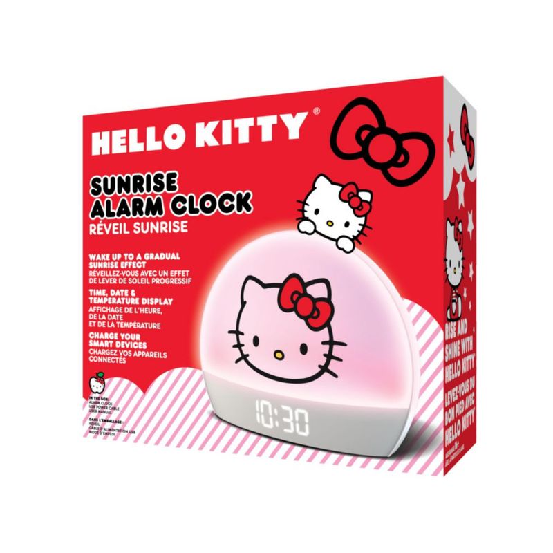 Reloj despertador Hello Kitty LED multicolor con carga USB