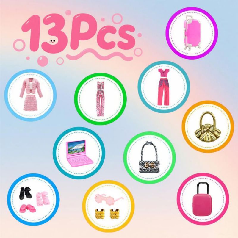 Equipo de Viaje para Muñecas PENGQTIONG 13 Piezas 29 cm - Regalo