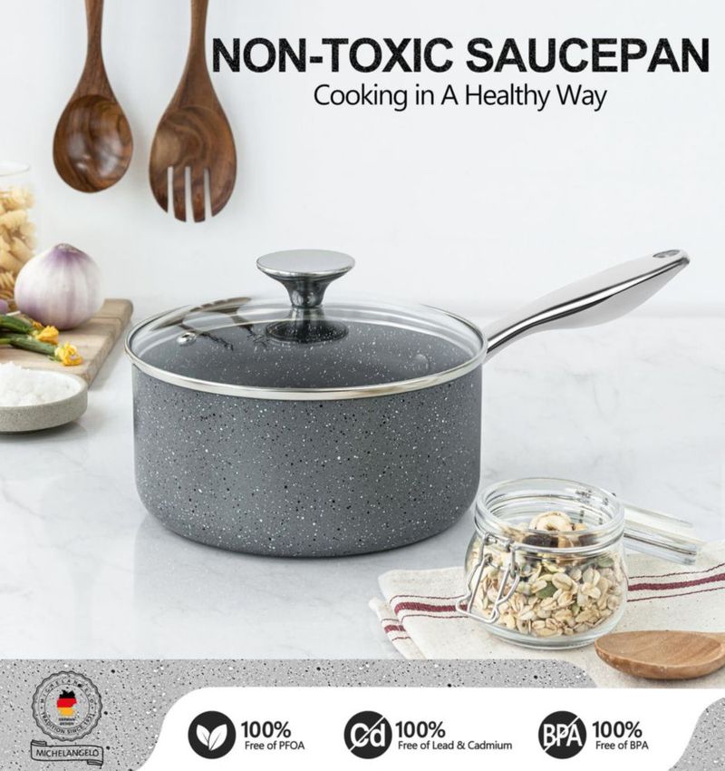 Cacerola MICHELANGELO 3QT antiadherente gris para inducción