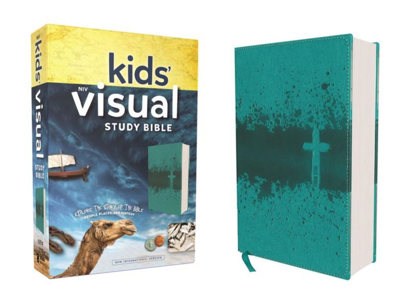 Biblia de estudio visual para niños HarperCollins – Tapa Leathersoft color verde azulado