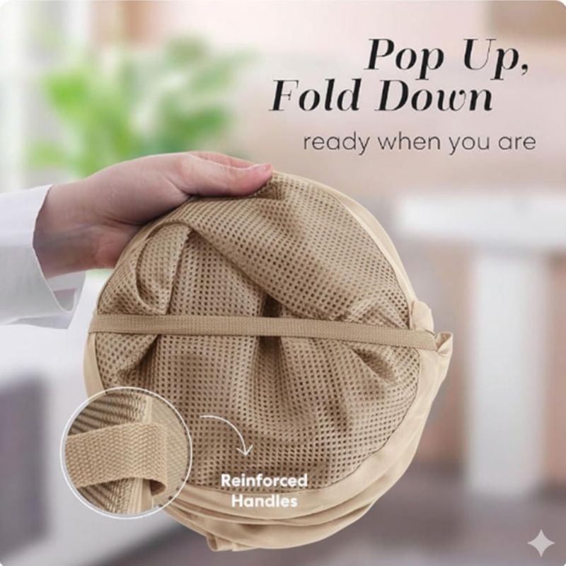 Cesto de ropa plegable de malla Handy Laundry 36x33x61 cm rosa con bolsillo lateral