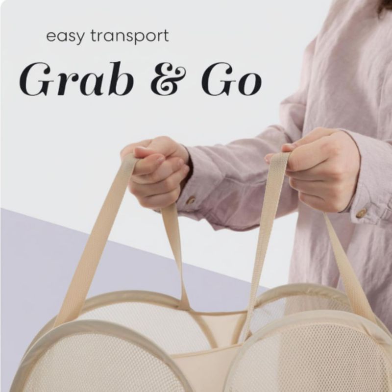 Cesto de ropa plegable de malla Handy Laundry 36x33x61 cm rosa con bolsillo lateral