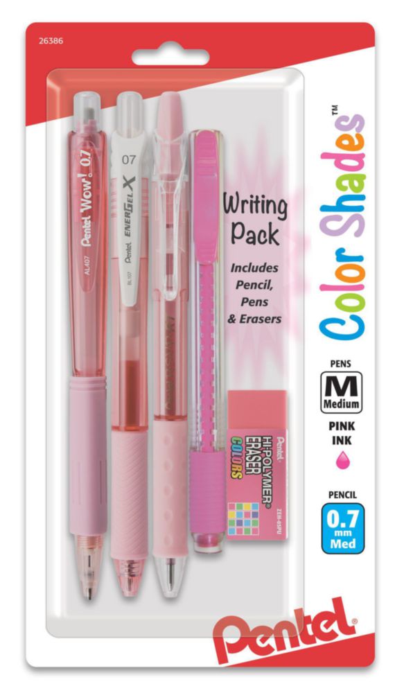 Pack de escritura Pentel rosa pastel