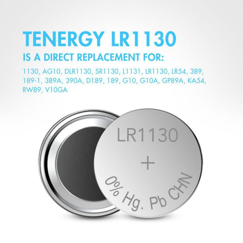 Pilas de botón Tenergy AG10/LR1130 15 V paquete de 20