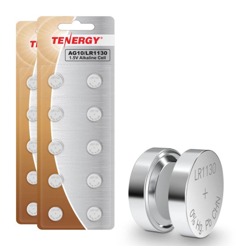 Pilas de botón Tenergy AG10/LR1130 15 V paquete de 20