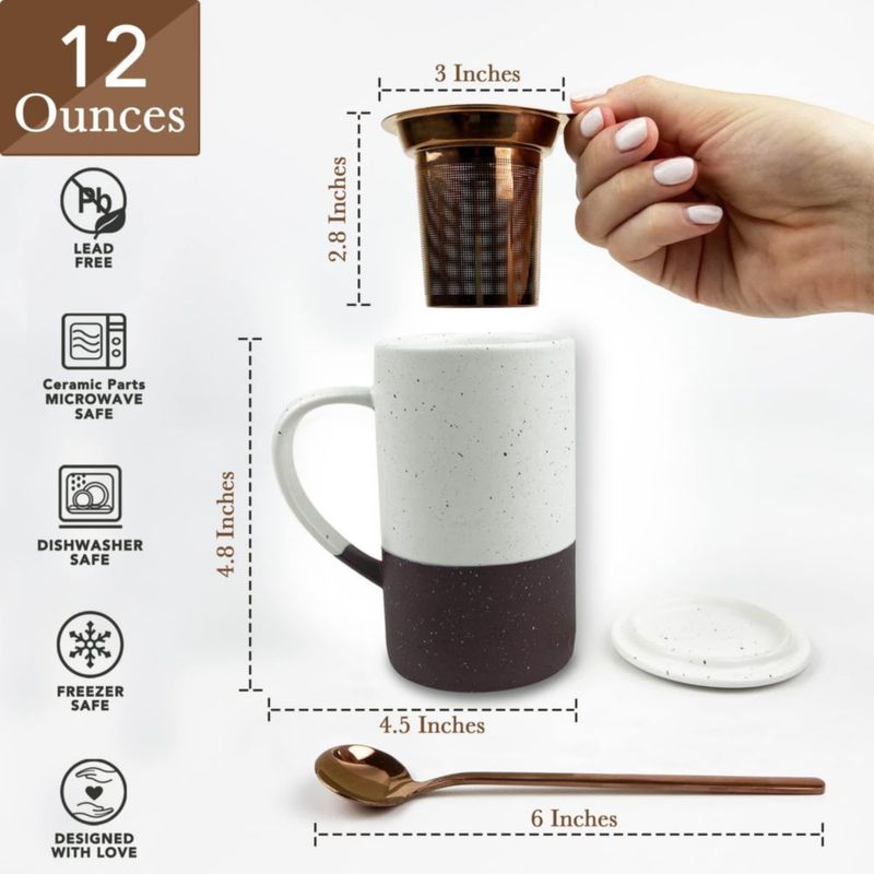 Taza de té MORA 355 ml con infusor y tapa