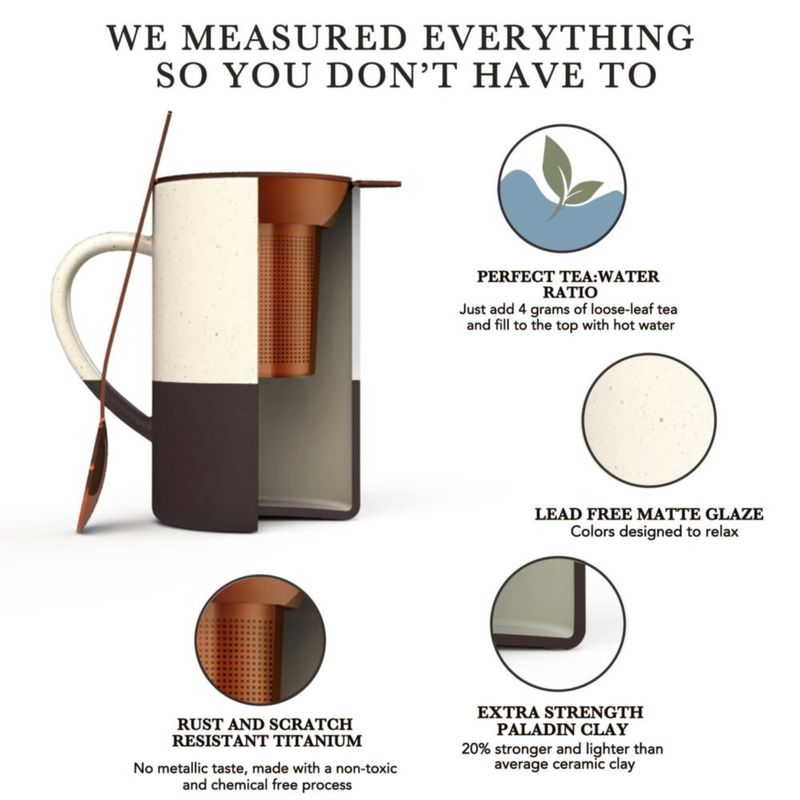 Taza de té MORA 355 ml con infusor y tapa