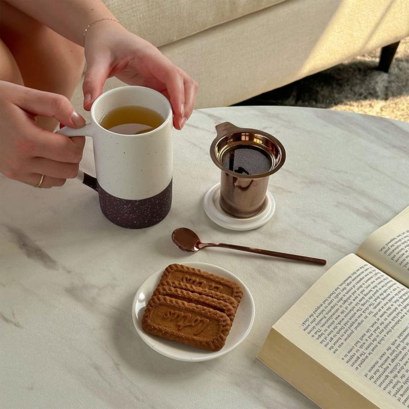 Taza de té MORA 355 ml con infusor y tapa