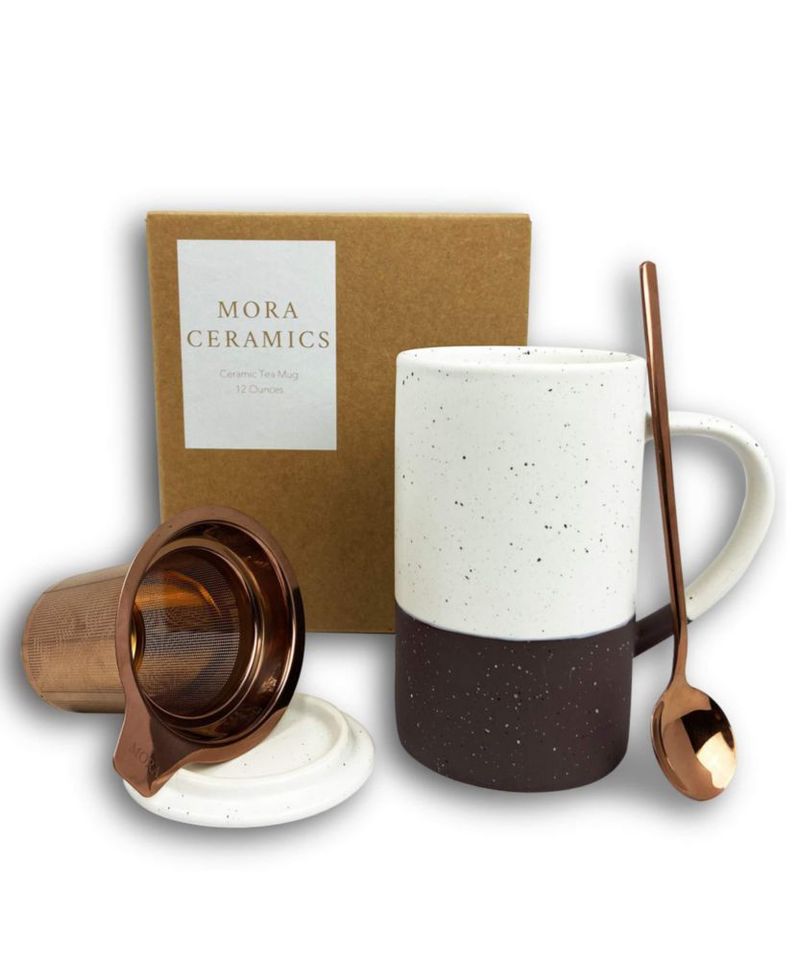 Taza de té MORA 355 ml con infusor y tapa