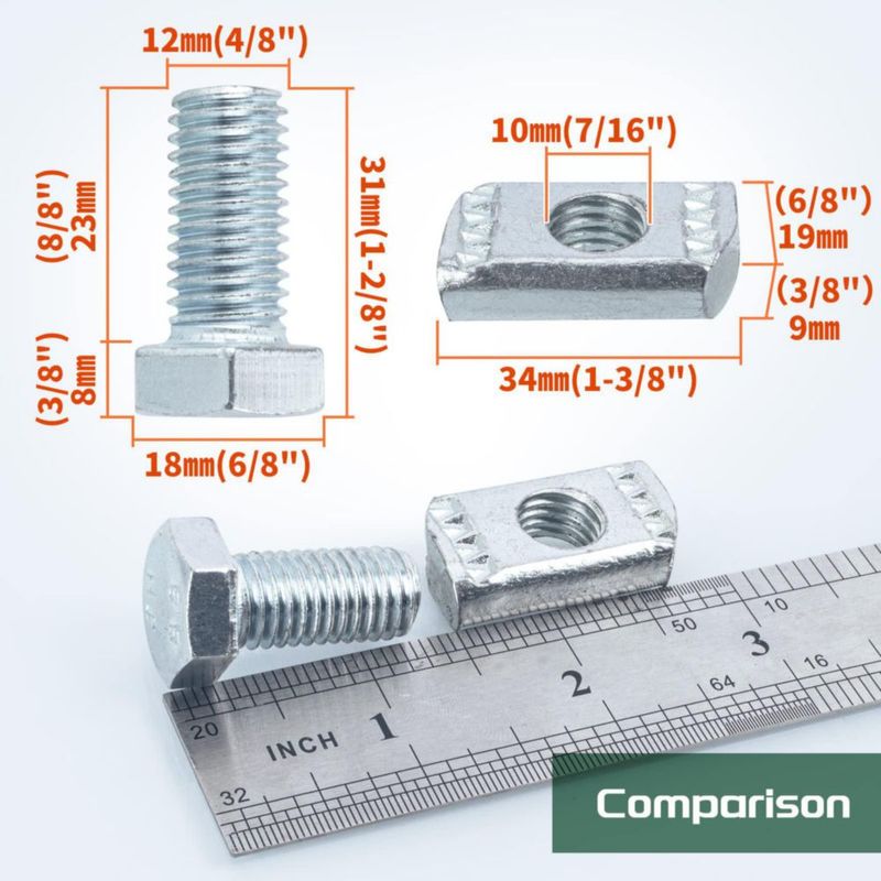 Paquete de 20 tuercas de canal y pernos 1/2" x 1" Anmas Home