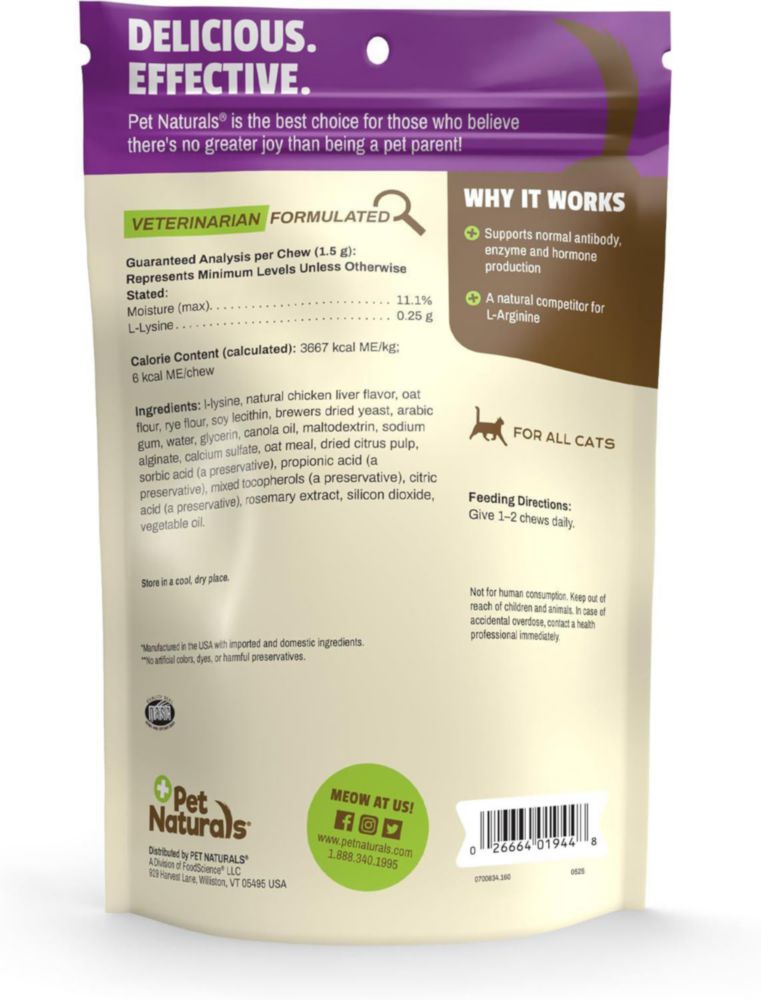 Golosinas de Lisina Pet Naturals 160 unidades Sabor a Pollo