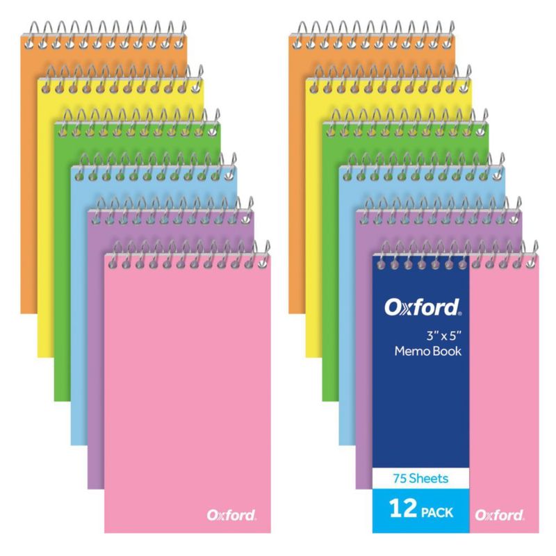 Bloc de notas Oxford 15 cm pack de 12 75 hojas colores pastel