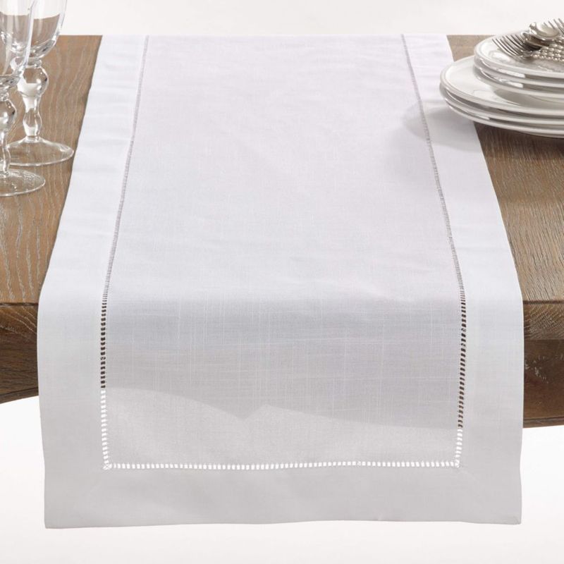 Caminero de Mesa SARO LIFESTYLE 41x229 cm Blanco con Ribete de Punto