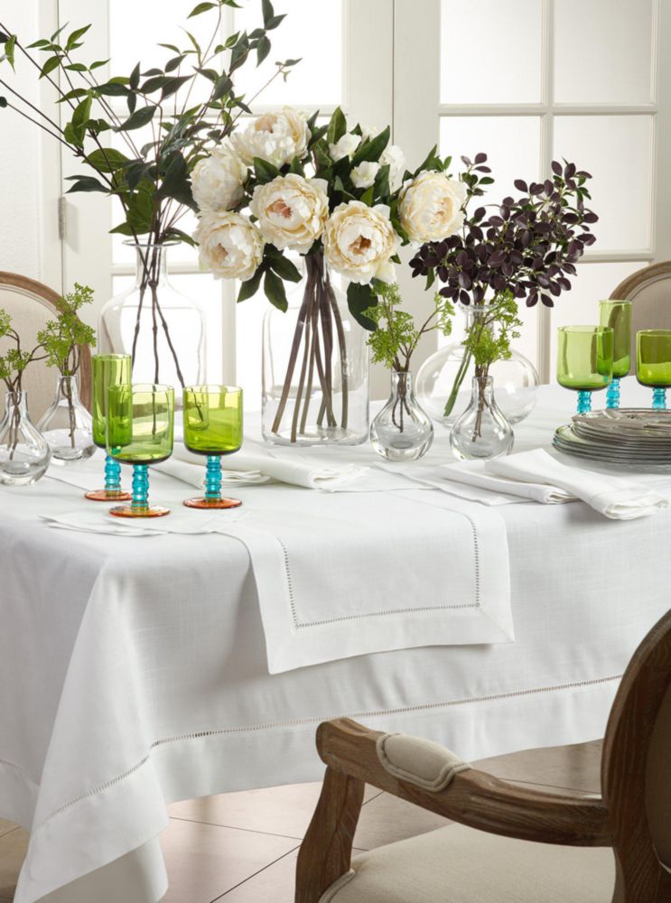 Caminero de Mesa SARO LIFESTYLE 41x229 cm Blanco con Ribete de Punto