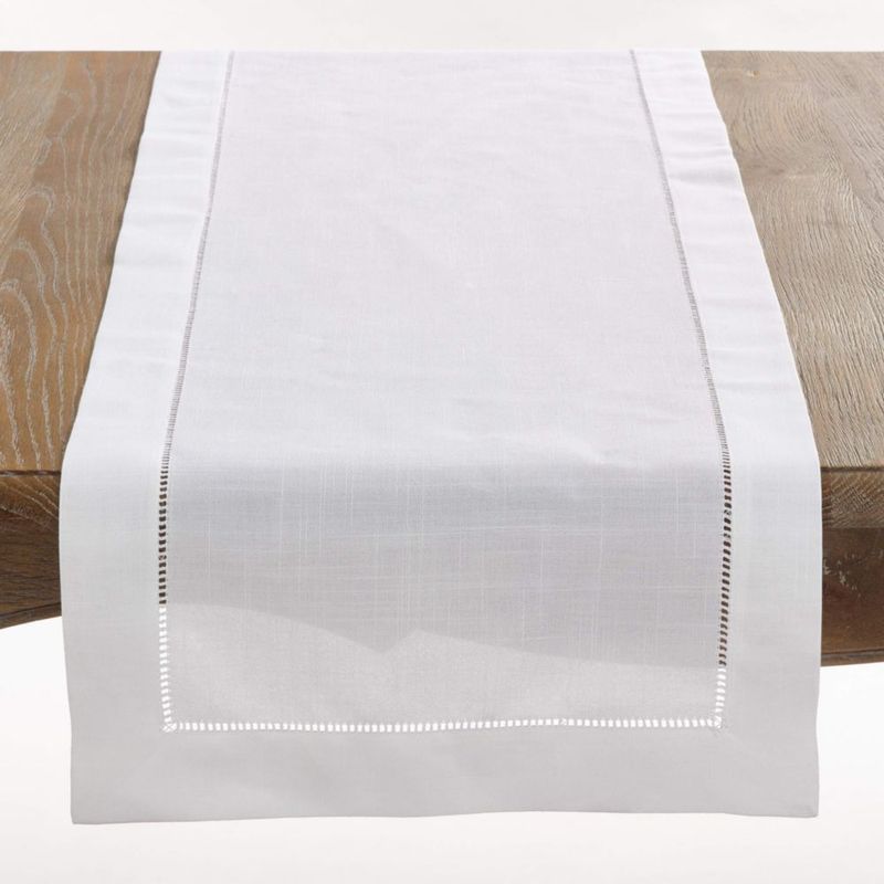Caminero de Mesa SARO LIFESTYLE 41x229 cm Blanco con Ribete de Punto