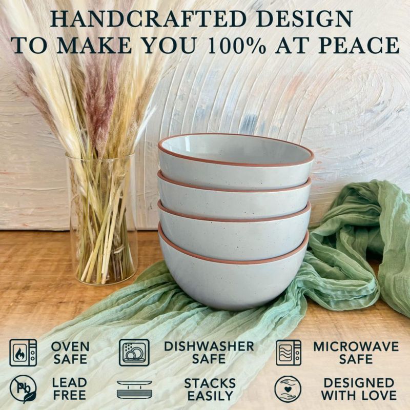 Juego de 4 tazones de cerámica MORA 28 oz color Earl Grey