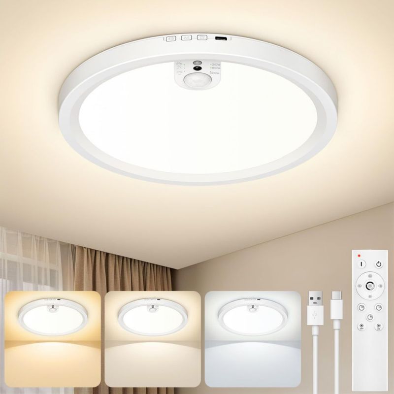 Lámpara de techo recargable Redane LED con sensor de movimiento
