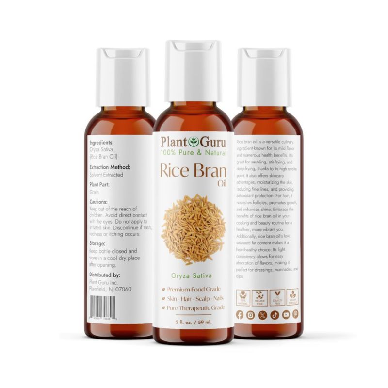 Aceite Portador Plant Guru 59 ml de Aceite de Salvado de Arroz 100 % Puro