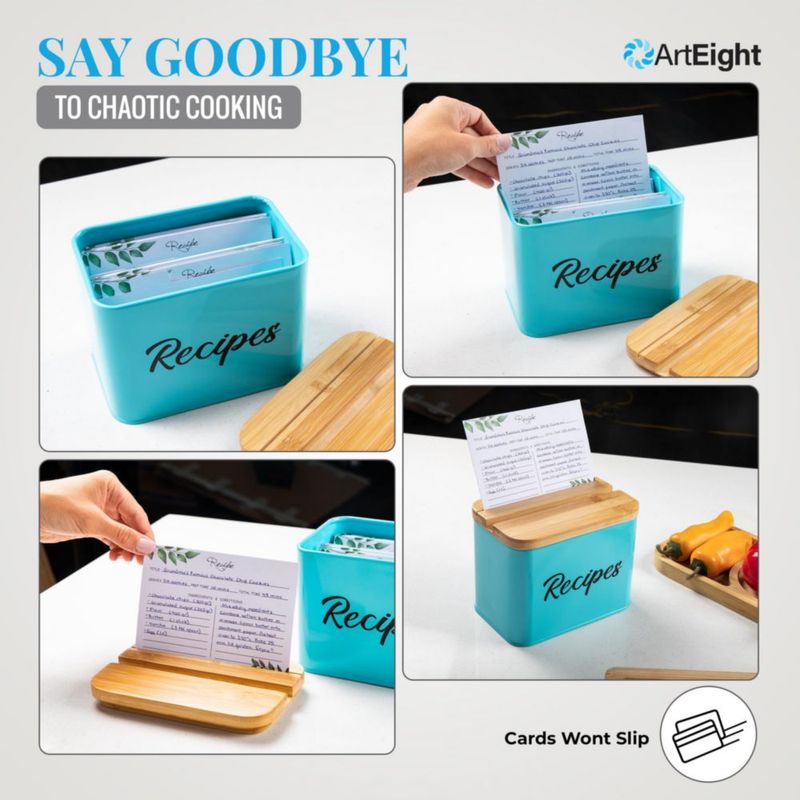 Caja de Recetas ArtEight Negra 10x15 cm 25 Tarjetas + Divisores